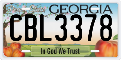 GA license plate CBL3378