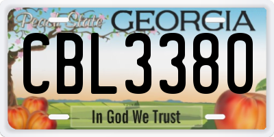 GA license plate CBL3380