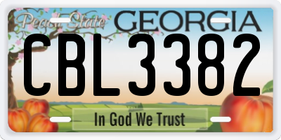 GA license plate CBL3382