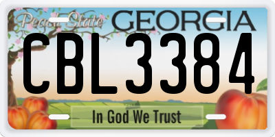 GA license plate CBL3384