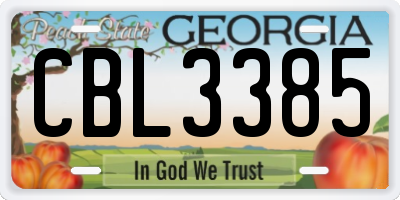 GA license plate CBL3385