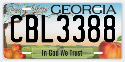 GA license plate CBL3388