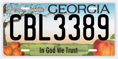 GA license plate CBL3389