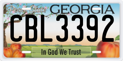 GA license plate CBL3392