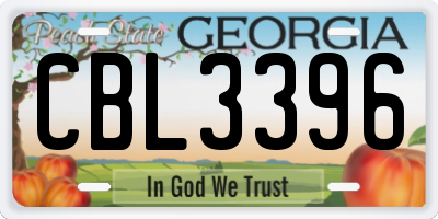 GA license plate CBL3396