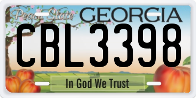 GA license plate CBL3398