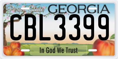 GA license plate CBL3399
