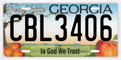 GA license plate CBL3406