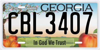 GA license plate CBL3407