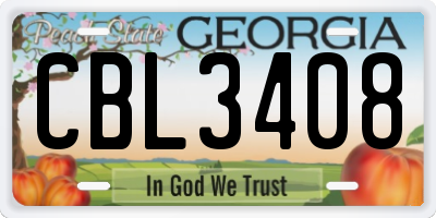 GA license plate CBL3408