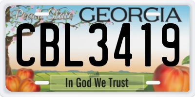 GA license plate CBL3419