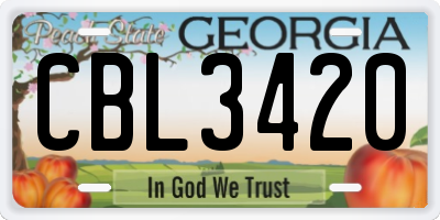 GA license plate CBL3420