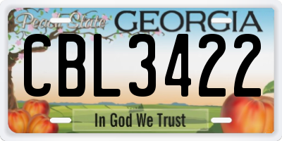 GA license plate CBL3422