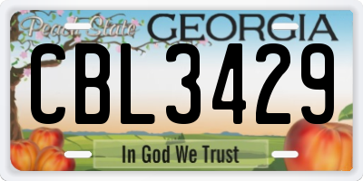 GA license plate CBL3429
