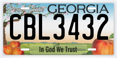 GA license plate CBL3432