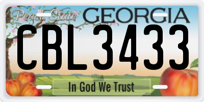 GA license plate CBL3433