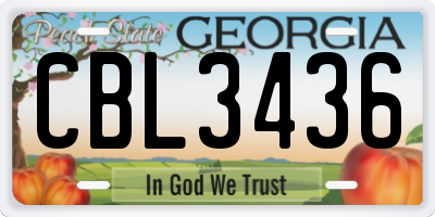 GA license plate CBL3436