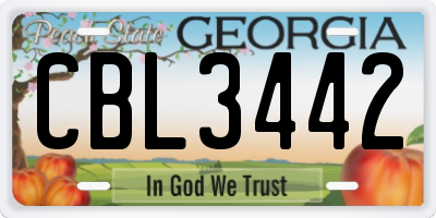 GA license plate CBL3442