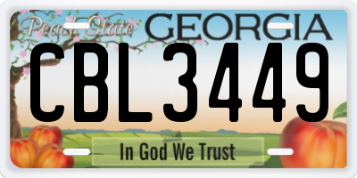 GA license plate CBL3449