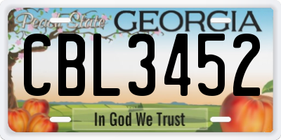 GA license plate CBL3452