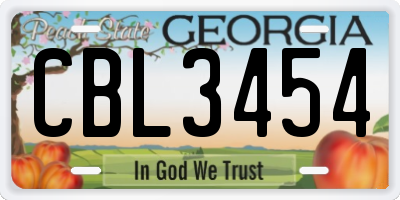 GA license plate CBL3454