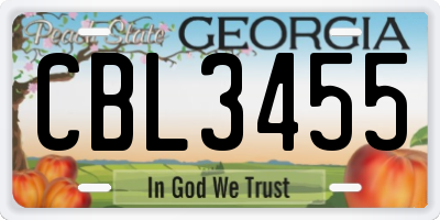 GA license plate CBL3455