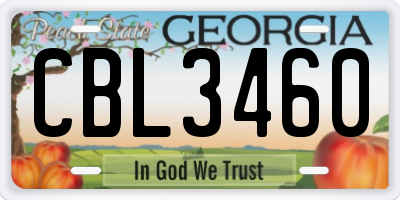 GA license plate CBL3460