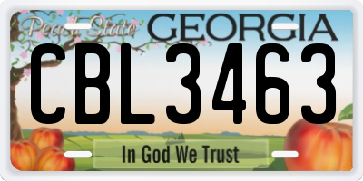 GA license plate CBL3463