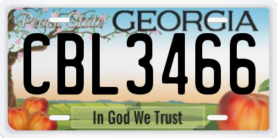 GA license plate CBL3466