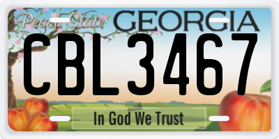 GA license plate CBL3467