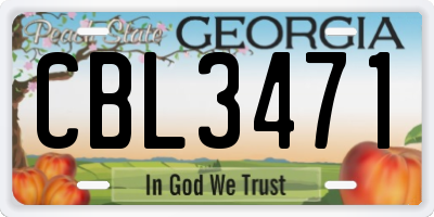 GA license plate CBL3471