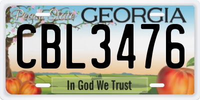 GA license plate CBL3476