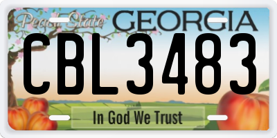 GA license plate CBL3483