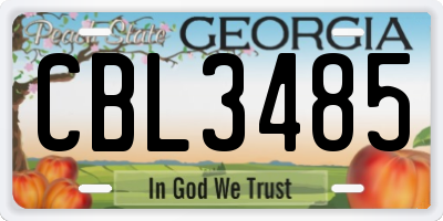 GA license plate CBL3485