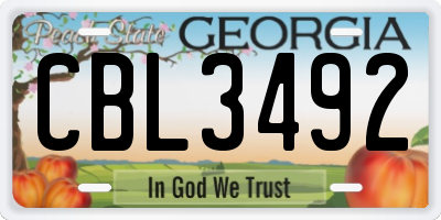 GA license plate CBL3492