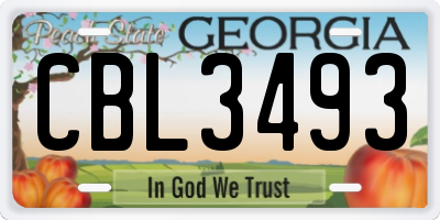 GA license plate CBL3493