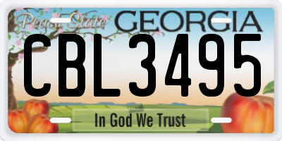 GA license plate CBL3495
