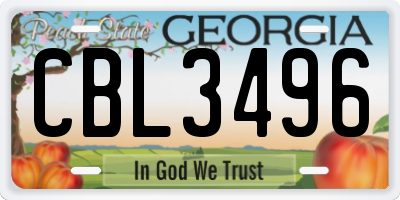 GA license plate CBL3496