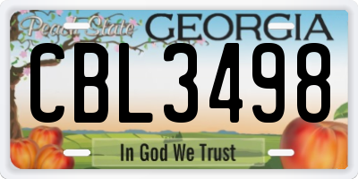GA license plate CBL3498