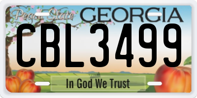 GA license plate CBL3499