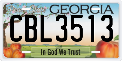GA license plate CBL3513