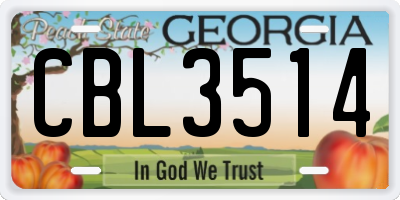GA license plate CBL3514