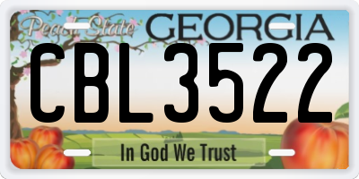 GA license plate CBL3522