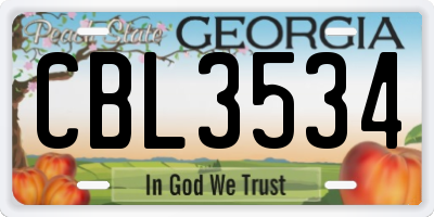 GA license plate CBL3534