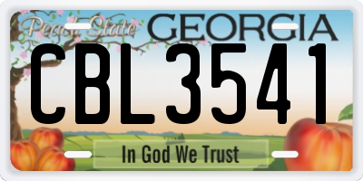 GA license plate CBL3541
