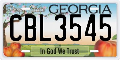 GA license plate CBL3545
