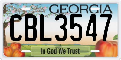 GA license plate CBL3547