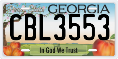 GA license plate CBL3553