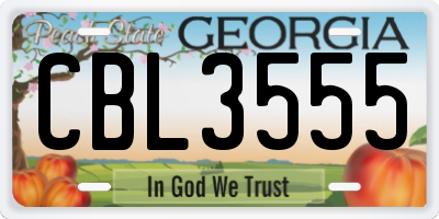 GA license plate CBL3555