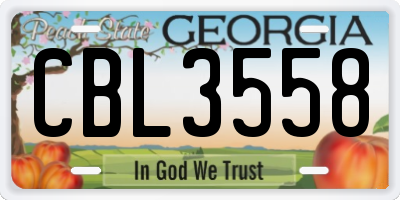 GA license plate CBL3558